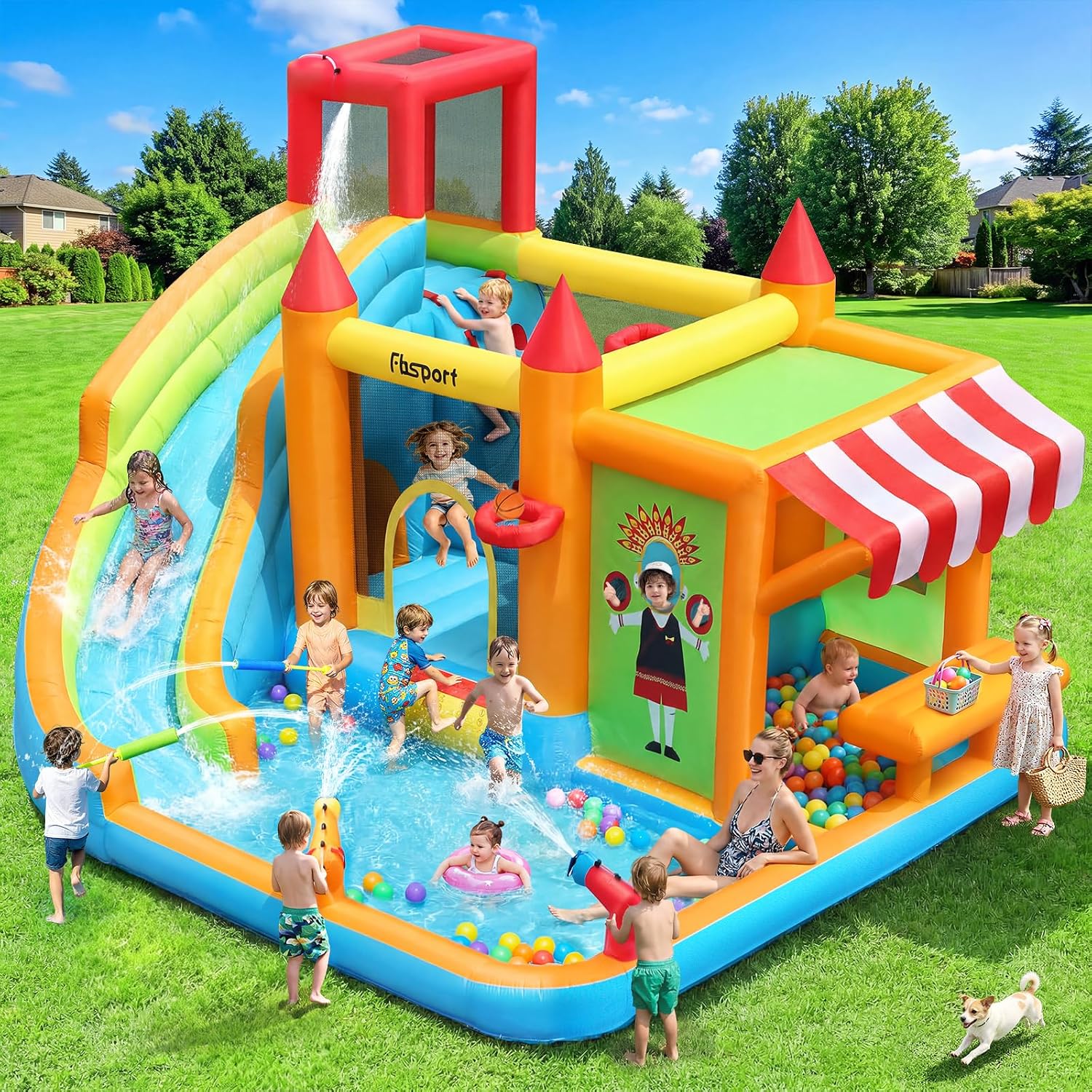 Kids Toys House - Inflatable Bounce House with Water Slide