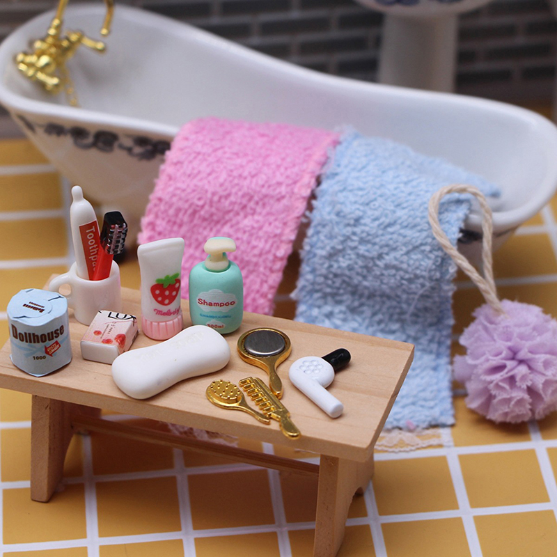 Kids Toys House - Doll House Miniature Practical Bathroom Accessory