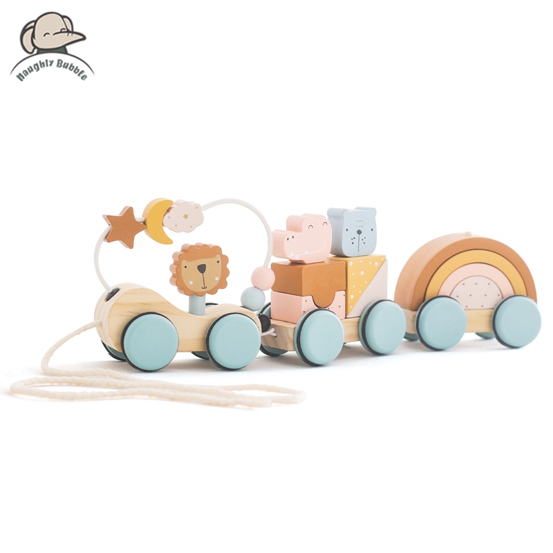 Kids Toys 2 Year Old - Wooden Montessori Toys Animal Block Train