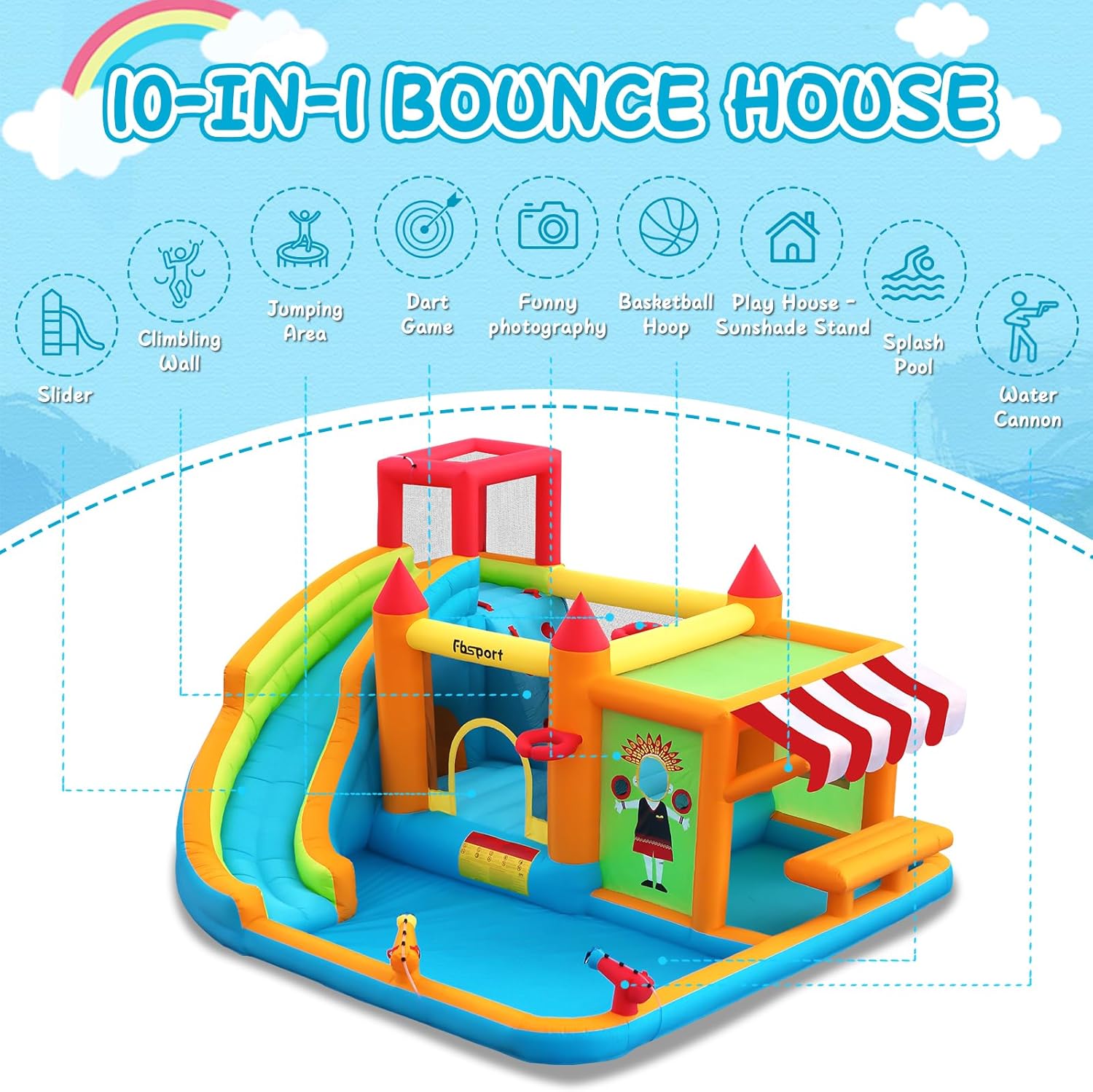 Inflatable Bounce House with W - Kids Toys House ulasan dan harga