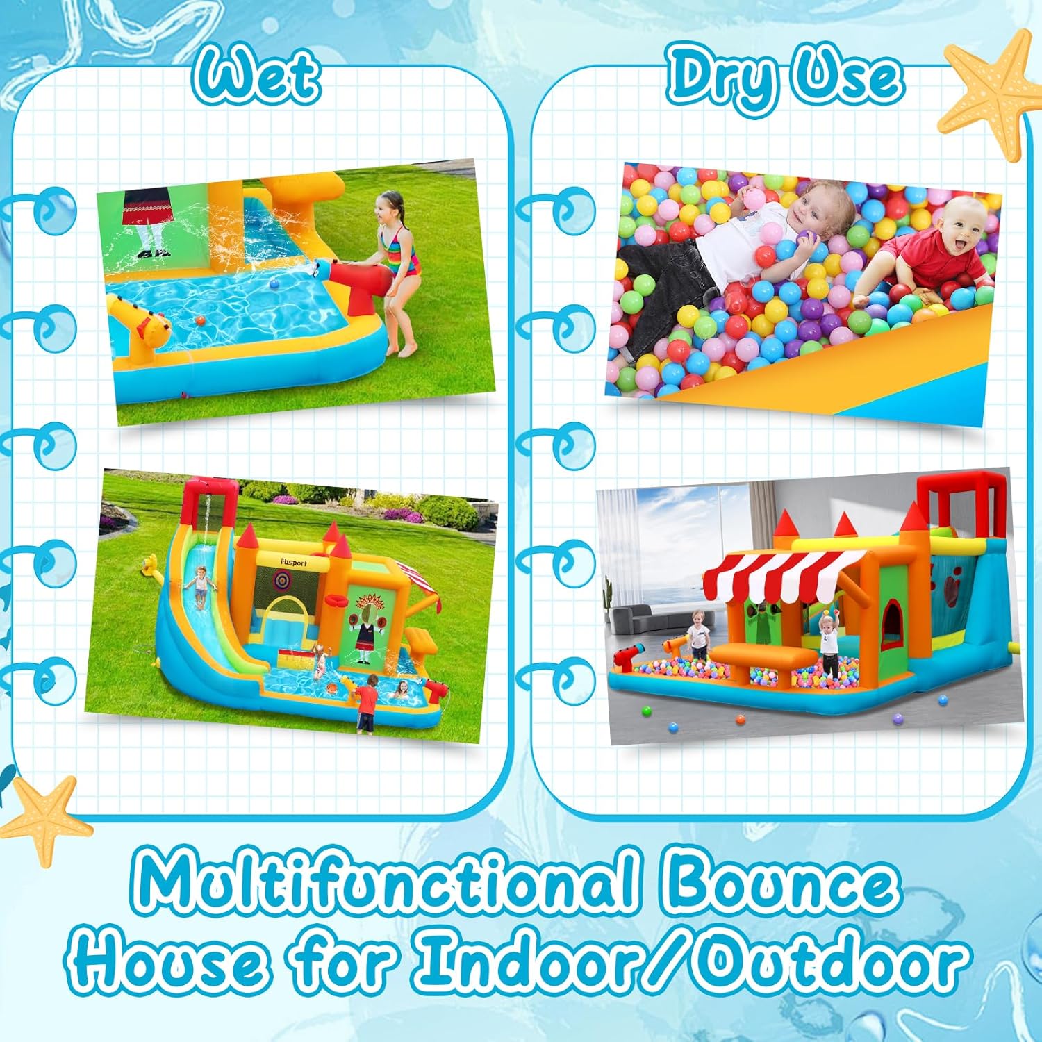 Inflatable Bounce House with W - Kids Toys House ulasan dan harga