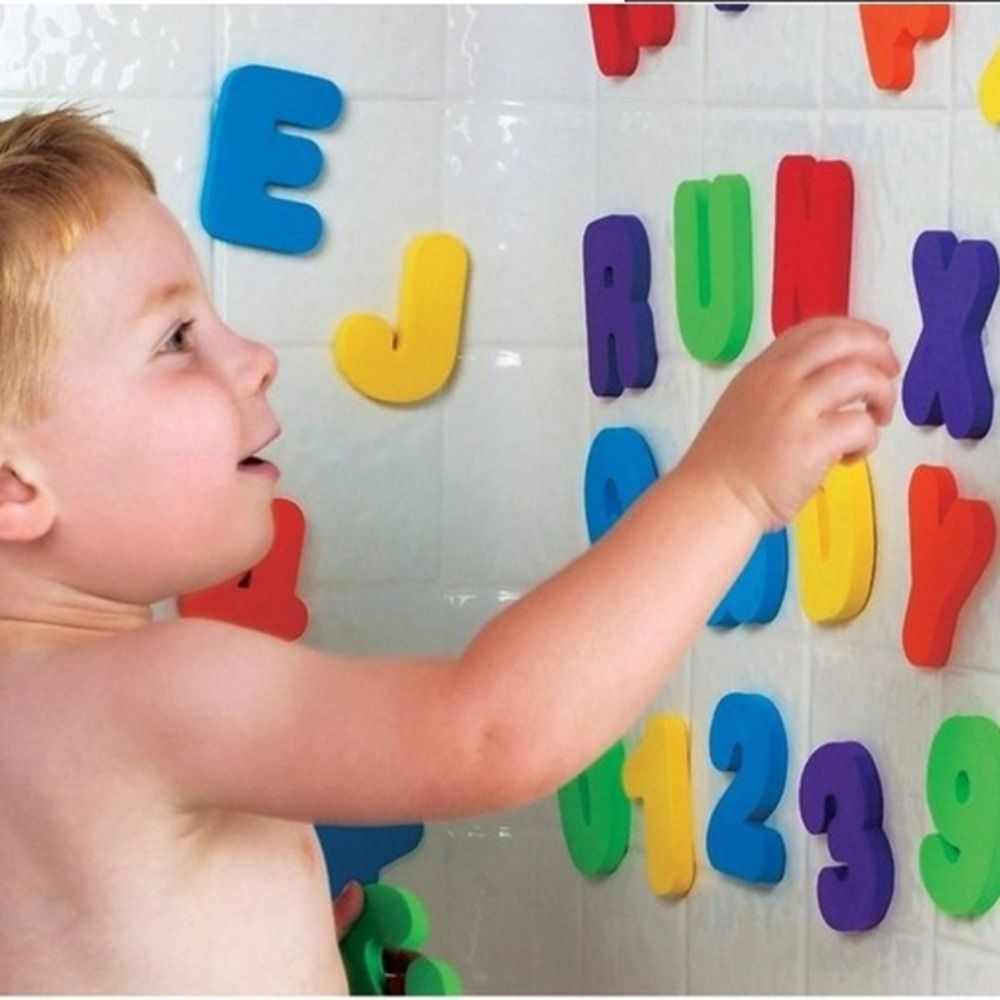 36 pcs Sticker Game Swimming P - Bath Letter Number Foam ulasan dan harga