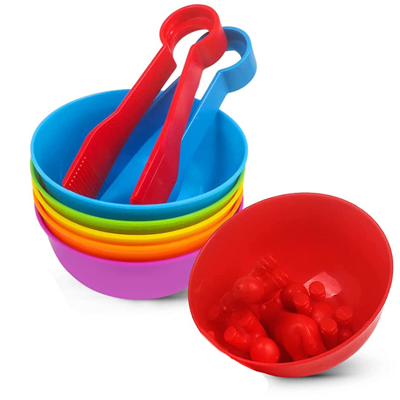 6 Plastic Bowls with 2 Tweezer - Kids Toys 2 Year Old ulasan dan harga