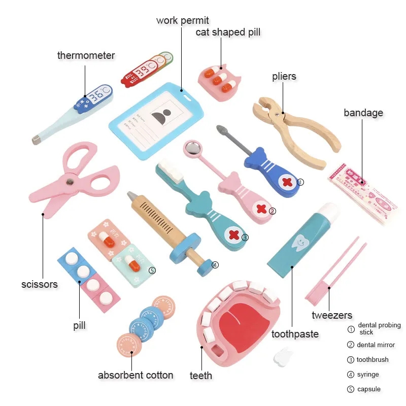 Wooden Pretend Play Doctor Edu - Kids Toys Doctor Set ulasan dan harga